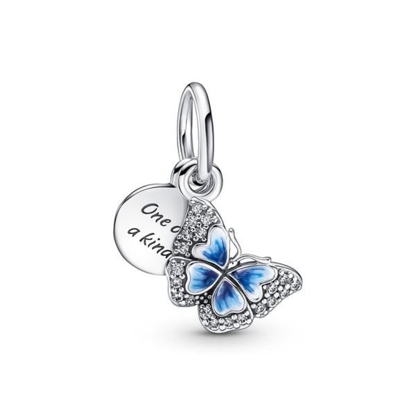 Pandora Moments Blue Butterfly & Quote Double hela