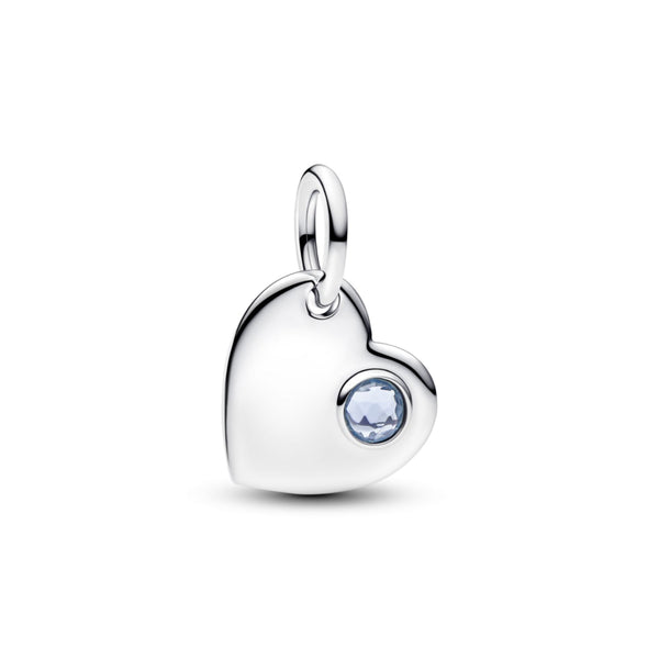 Pandora Moments March Engravable Aqua Blue Stone Heart hela