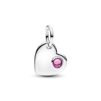 Pandora Moments October Engravable Pink Stone Heart hela