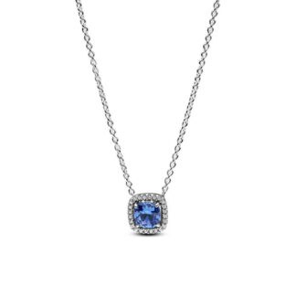 Pandora Timeless Sparkling Square Blue Halo Pendant kaulakoru