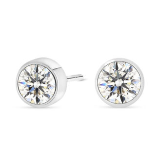 Valkokultaiset korvakorut 5mm kirkkaalla zirkoniakivellä